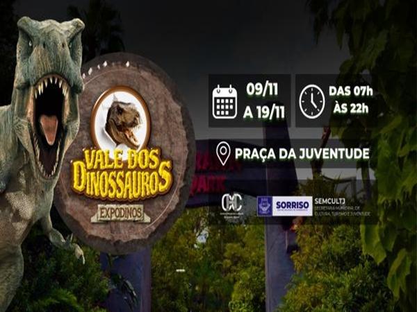 Sorriso: Com réplicas gigantes, exposição "Vale dos Dinossauros" chega na Praça da Juventude nessa quinta (09/11)
